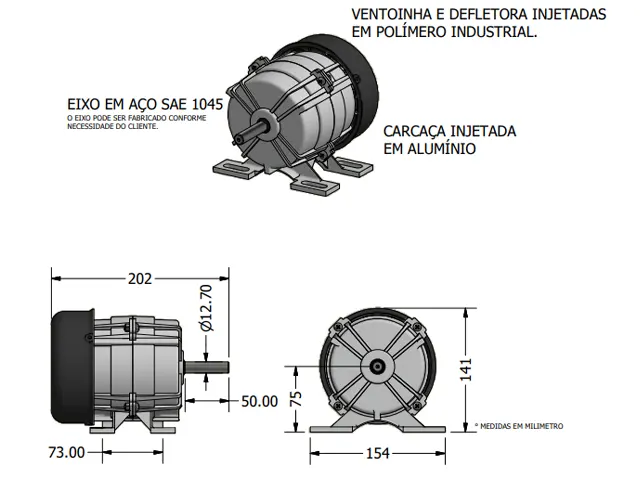 Motor com Base e Defletora Varivelox Monofásico 220/254V