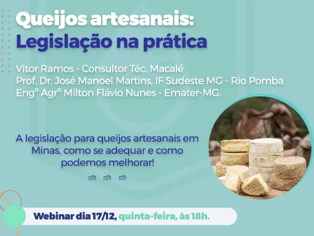 Macalé produz webinar para orientar os produtores de queijos artesanais