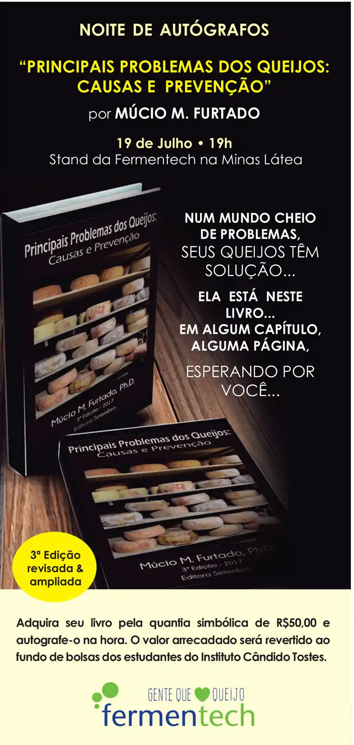 Lançamento da 3ª edição de meu livro Problemas dos queijos: causas e prevenção