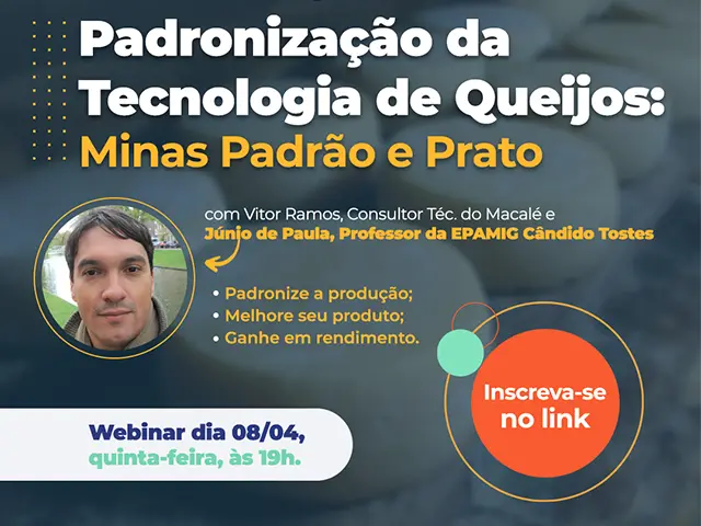 Macalé promove webinar Padronização da Tecnologia de Queijos: Minas Padrão e Prato