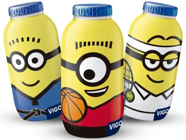 Garrafinhas do leite fermentado Vigor trazem Minions esportistas