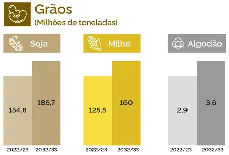 Produção de grãos brasileira deverá chegar a 390 milhões de toneladas nos próximos dez anos
