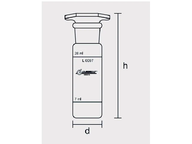 Tubo para Ensaio de Cor com Rolha de Vidro e Graduação nos Volumes de 7 e 28ml Laborglas