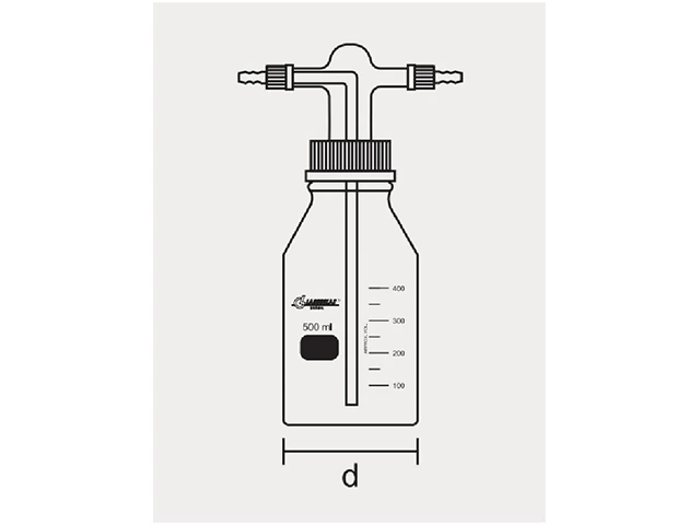 Frasco Lavador de Gás Cabeça Tipo Drechsel com Frasco Graduado sem Placa Porosa 2000 ml Laborglas