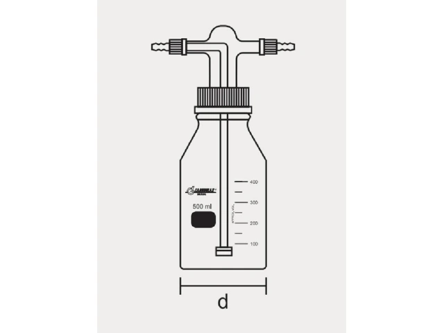 Frasco Lavador de Gás Cabeça Tipo Drechsel com Frasco Graduado e Placa Porosa 2000 ml Laborglas