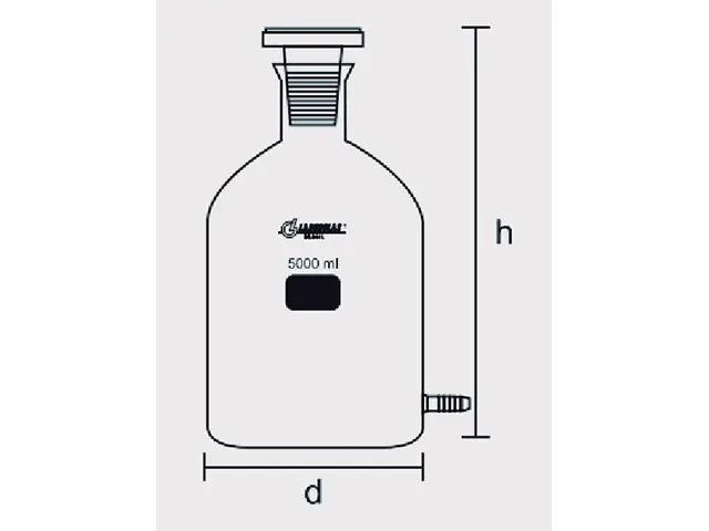 Frasco Mariotte com Oliva de Vidro 2.000 ml Laborglas