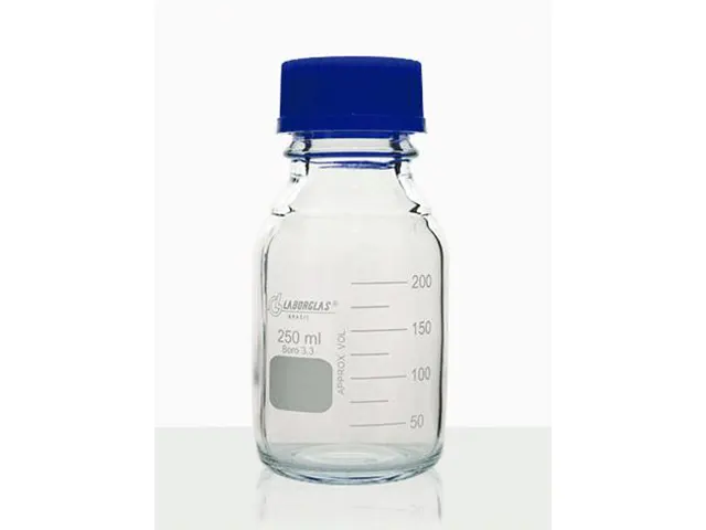 Frasco Reagente com Rosca, Tampa e Anel Antigota Azul 2.000 ml Laborglas