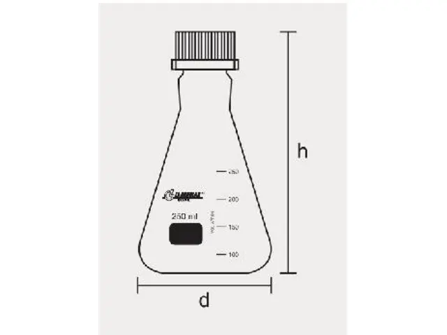 Frasco Erlenmeyer Graduado com Tampa de Rosca 250 ml Laborglas