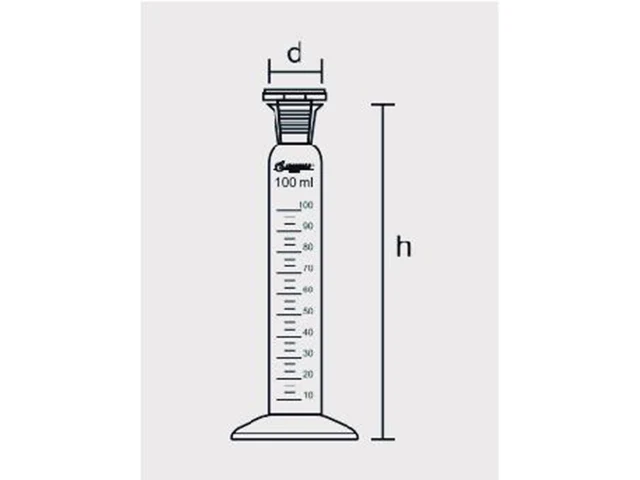 Proveta Graduada Classe A Base Redonda de Vidro e Rolha de Polipropileno 100 ml Laborglas