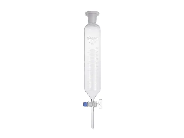 Funil Separação Cilíndrico Torneira Vidro e Rolha Polipropileno 250 ml Laborglas