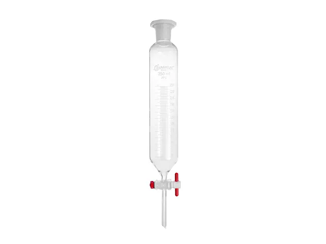 Funil Separação Cilíndrico Torneira PTFE e Rolha Polipropileno 250 ml Laborglas