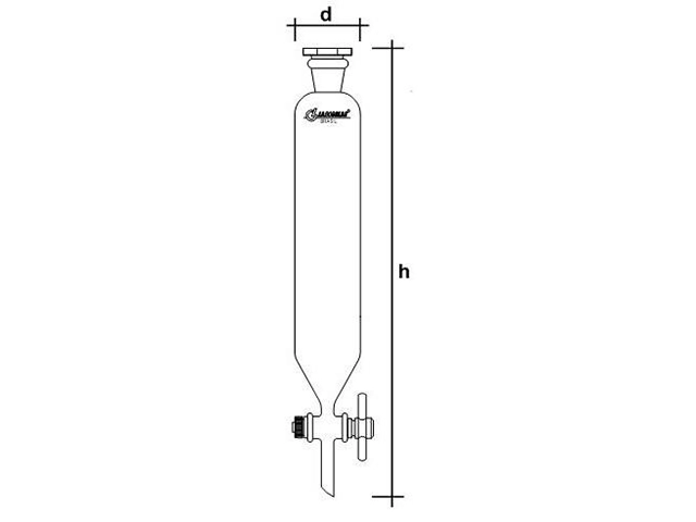 Funil Separação Cilíndrico Torneira PTFE e Rolha de Vidro sem Graduação 60 ml Laborglas