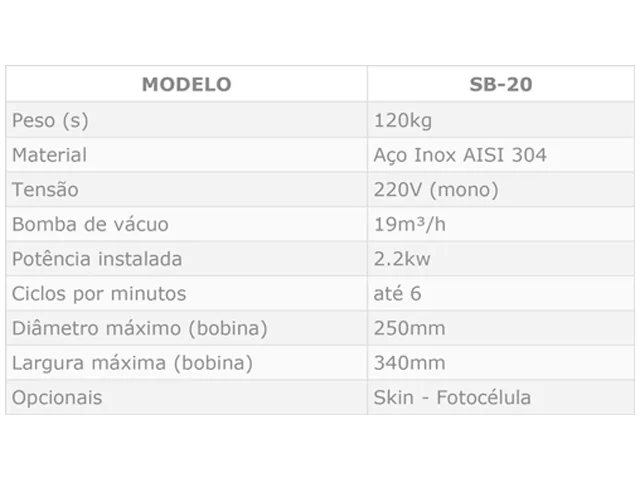 Seladora a Vácuo de Bandeja Selovac SB20