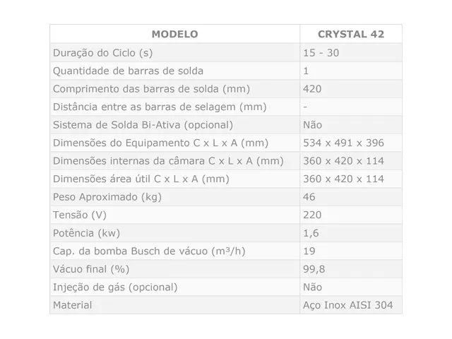 Seladora a Vácuo Selovac Crystal 42