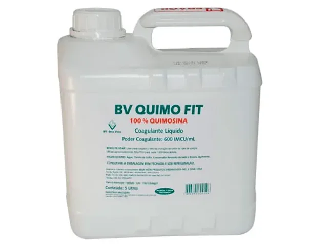 Coagulante Líquido Quimosina para Queijos BV QUIMO FIT 600 IMCU/mL Bombona 5L