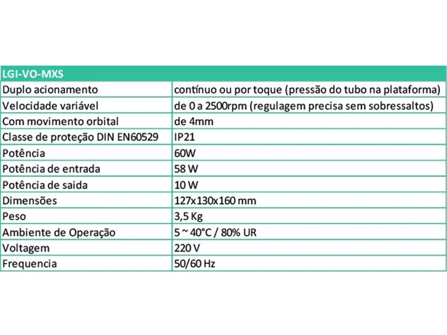 Agitador Vortex Analógico LGI-VO-MXS LGI SCIENTIFIC