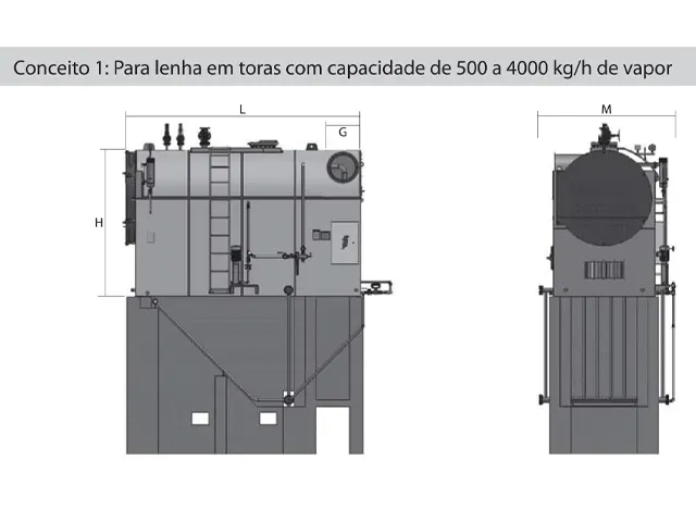 Caldeira de Vapor Saturado Integrada a Lenha 4.000 a 4.400 Kg/h