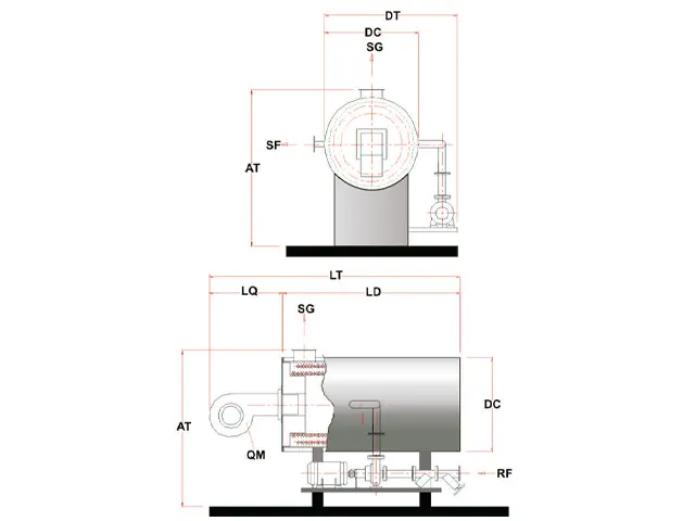 Aquecedor de Fluído Térmico Horizontal a Óleo Diesel 60.000 Kcal/h