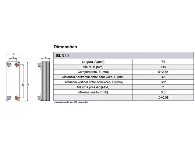 Trocador de Calor a Placas Brasado Inox - BLN20 Bermo