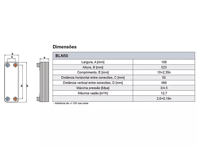 Trocador de Calor a Placas Brasado Inox - BLN50 Bermo