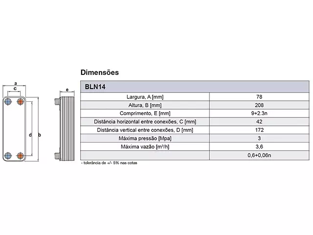 Trocador de Calor a Placas Brasado Inox - BLN14 Bermo