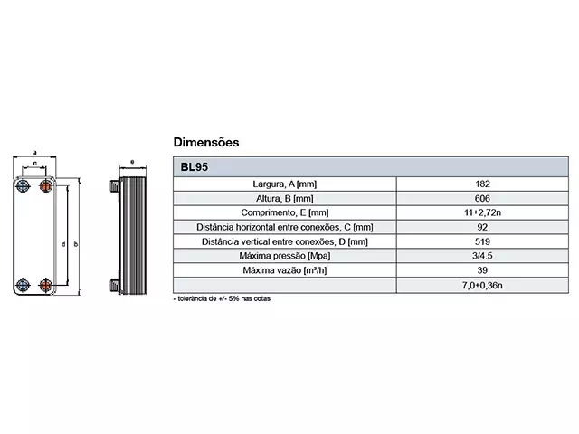 Trocador de Calor a Placas Brasado Inox - BLN95 Bermo