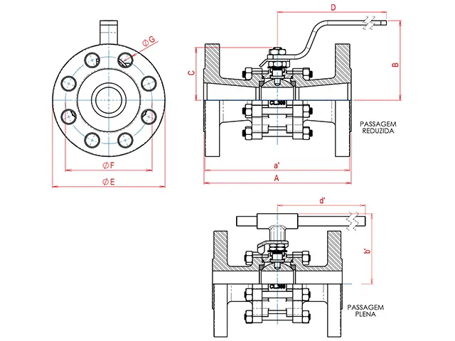 Válvula de Esfera Tripartida Série 1000 Flange Classe 300 Bermo