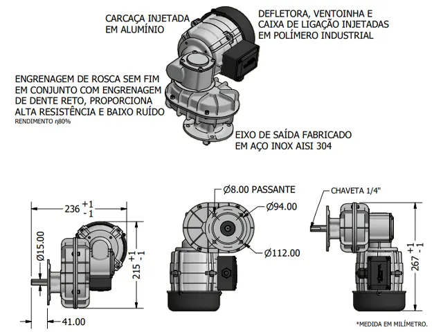 Motoredutor Varivelox VXRSVX8P Trifásico 220/380V