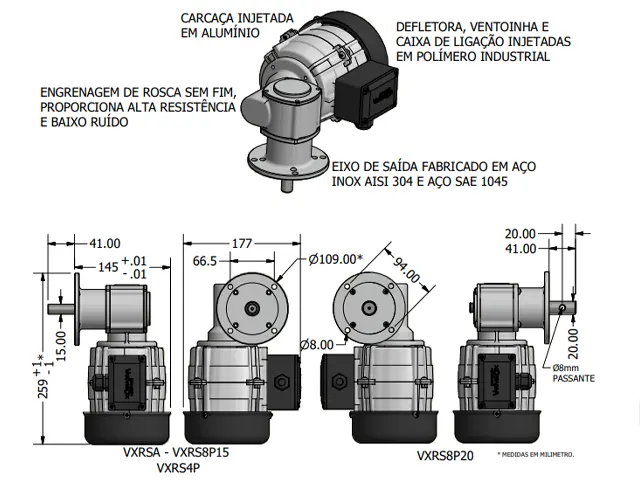 Motoredutor Varivelox VXRS8P20 Trifásico 220/380V