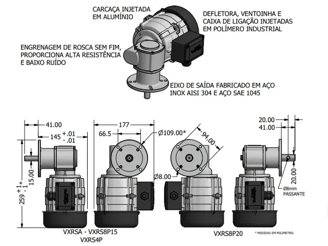 Motoredutor Varivelox VXRS8P20 Monofásico 220/254V