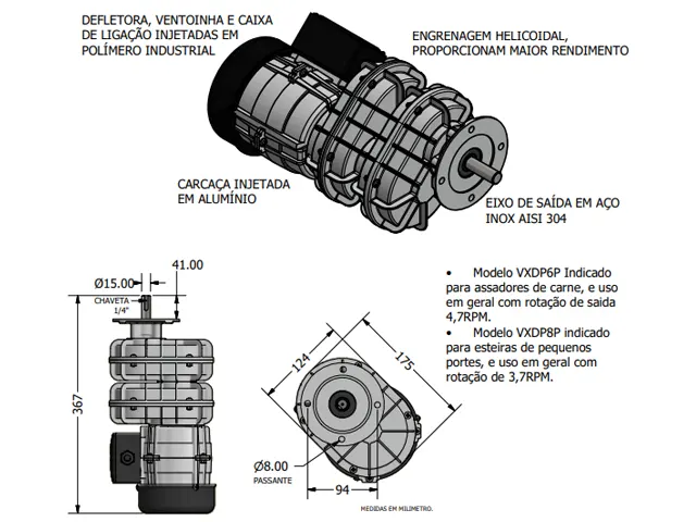 Motoredutor Para Porco no Rolete e Costelão Varivelox VXDP6P Monofásico 110/220V