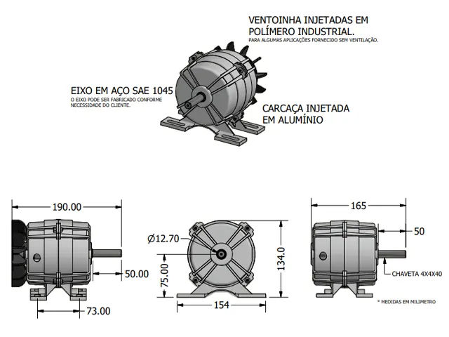 Motor Fechado com Pé Varivelox Monofásico 110/220V Potência HP 1/4