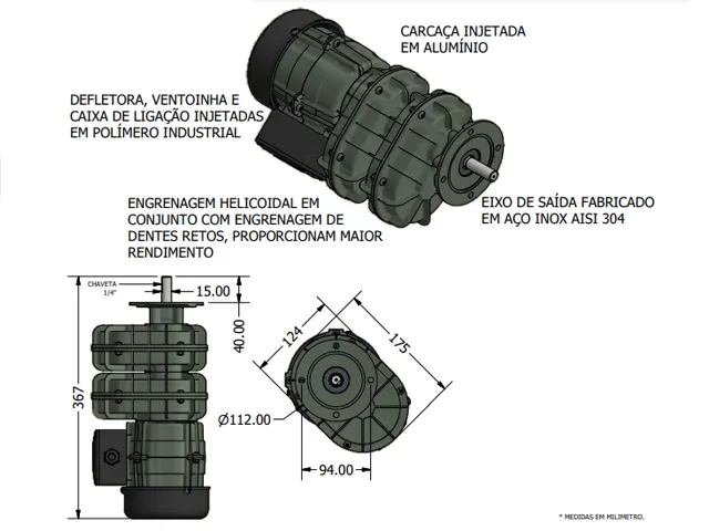 Motoredutor Industrial Varivelox VXDP8P Trifásico 220/380V