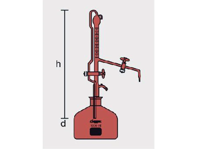 Bureta Automática Âmbar Torneira de Vidro 10 ml com Frasco Laborglas