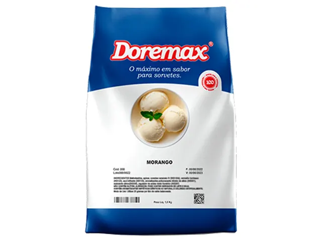 Saborizante em Pó Doremax Morango para Sorvetes 10Kg