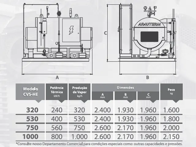 Caldeira de Vapor Saturado Horizontal Elétrica CVS-HE750 560 Kg/h