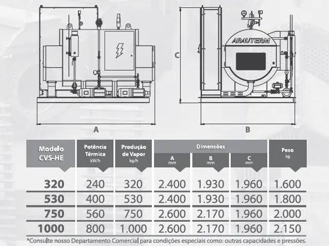 Caldeira de Vapor Saturado Horizontal Elétrica CVS-HE530 400 Kg/h