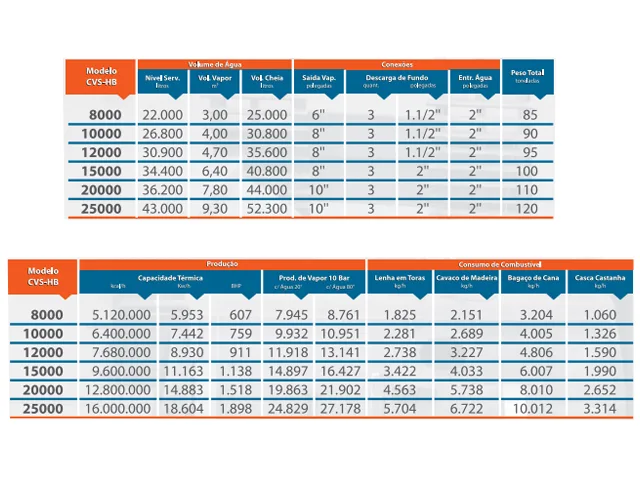 Caldeira de Vapor Saturado Horizontal a Biomassa CVS-HB 7.680.000 Kcal/h