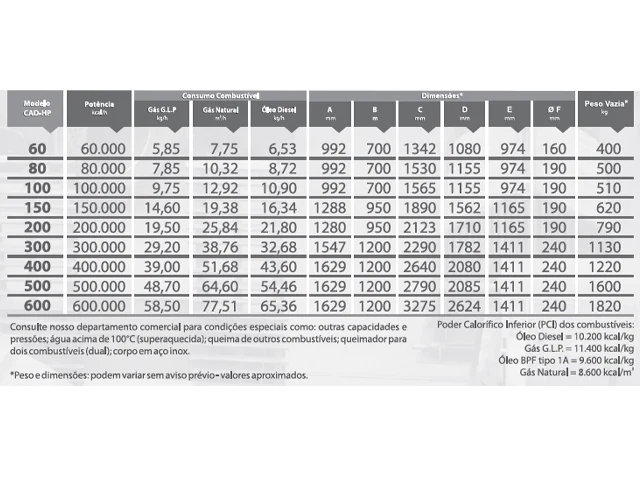 Caldeira de Aquecimento Direto Horizontal Pressurizada a Gás Natural CAD-HP 200.000 Kcal/h