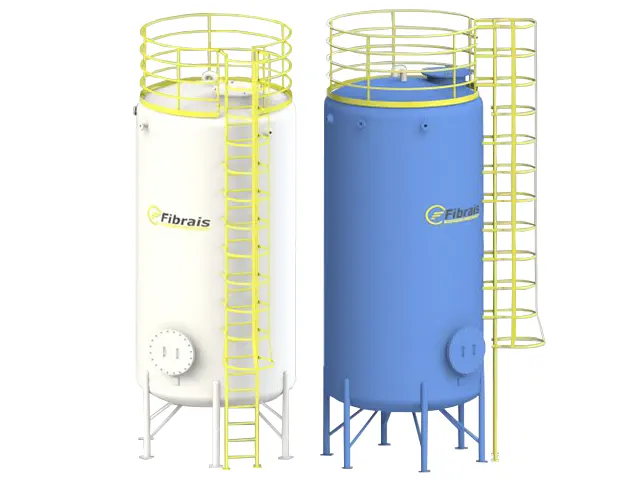 Tanque Industrial com Fundo Abaulado Elípticos para Produtos Sólidos em Fibra de Vidro PRFV