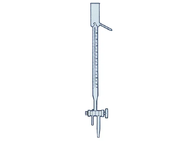 Bureta Semi-Automática Faixa Azul Ponto Zero na Parte Superior Torneira Rosca 3 Vias Teflon 5ml