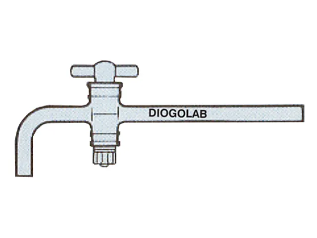 Torneira Curva Teflon para Alto Vácuo Rosca 11x8 mm DiogoLab