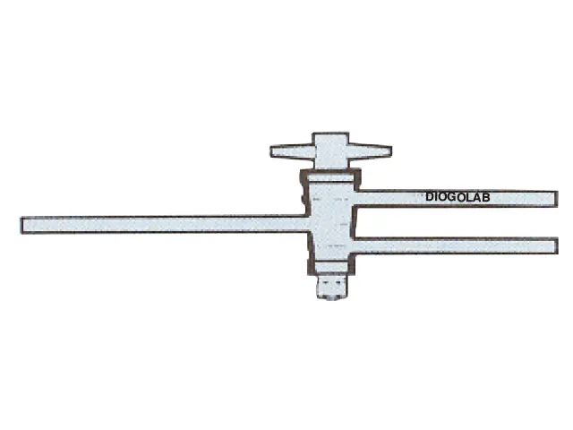 Torneira Teflon 3 Vias para Alto Vácuo com 2 Furos Oblíquos e Rosca 8x3 mm DiogoLab