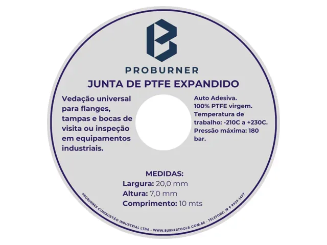 Junta Adesiva de PTFE Expandido 20x7 mm
