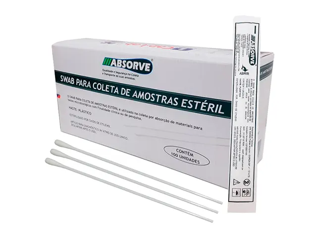 Swab Estéril para Coleta de Amostras com Haste de Plástico