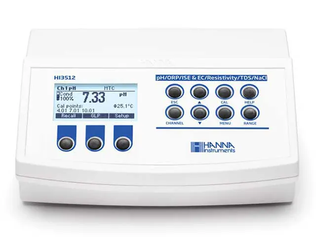 Medidor de Bancada de Dois Canais pH/ORP/ISE/EC/Resistividade/TDS/NaCl/Temperatura HI3512-02