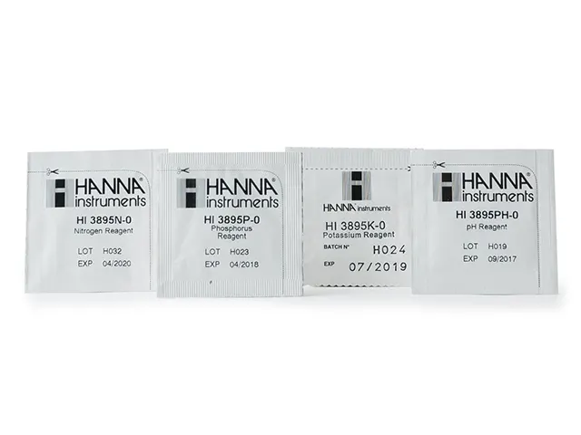 Reagente para Nitrogênio, Fósforo, pH e Potássio Teste Kit de Solo HI3895-010