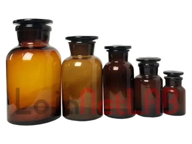 Frasco Reagente de Vidro Âmbar Boca Larga Rolha de Vidro 500ml Netlab