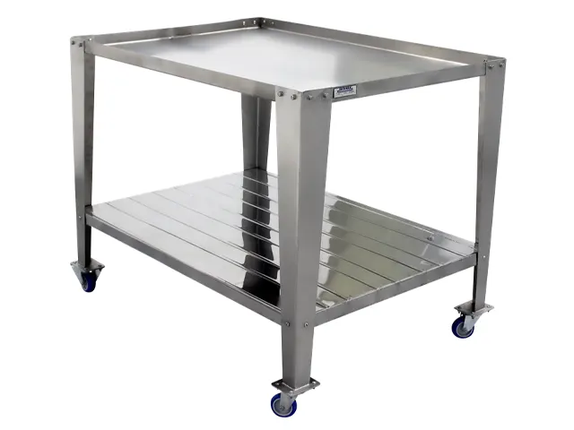 Mesa em Aço Inox com Aba e Rodinha