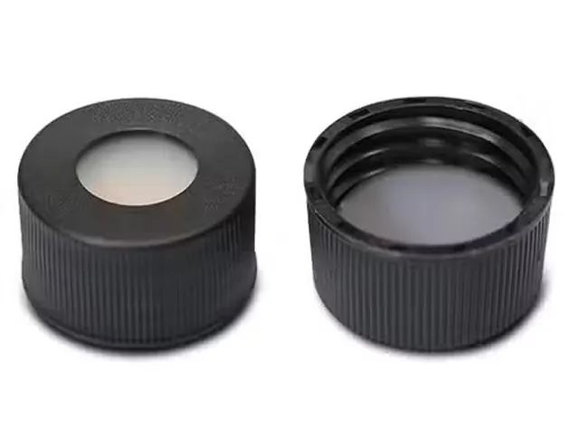 Tampa Preta com Septo PTFE Natural Rosca 24 mm para Vial